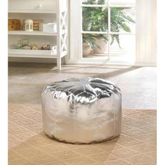 Silver Pouf Ottoman