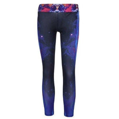 Stylish Elastic Waist Tiger and Galaxy Printed Yoga Pants For Women - Black One Size(fit Size Xs To M)