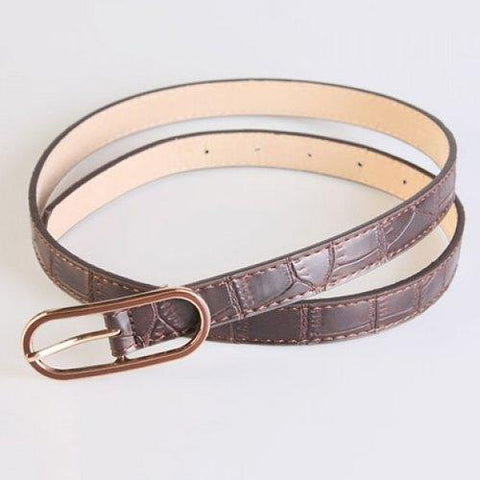 Chic Pin Buckle Faux Leather Crocodile Belt For Women - Coffee