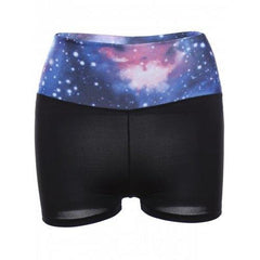 Galaxy Print Gym Shorts - Blue One Size(fit Size Xs To M)