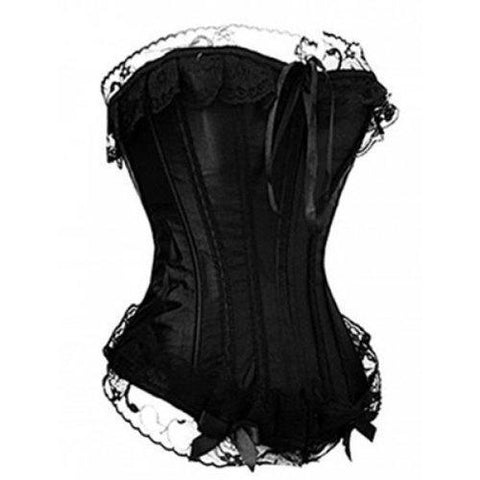 Charming Strapless Lace Spliced Lace-Up Tied Corset For Women - Black S