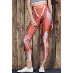 Active High Waist Muscle Printed Bodycon Sport Pants For Women - L