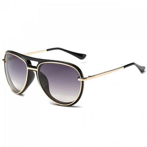 Chic Black Match Gold Double-Deck Frame Sunglasses For Women - Gray