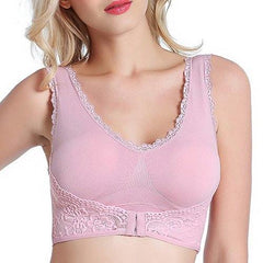 Stylish Front Breasted Push Up Sporty Bra For Women - Pink Xl