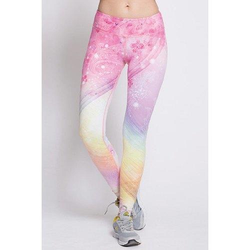 Fashionable Elastic Waist Ombre Sport Leggings For Women - Pink S
