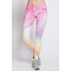 Fashionable Elastic Waist Ombre Sport Leggings For Women - Pink S