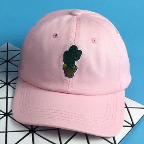 Chic Cactus Potting Embroidery Baseball Cap For Women - Pink