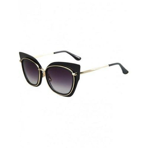 Chic Alloy Match Cat Eye Frame Sunglasses For Women - Black