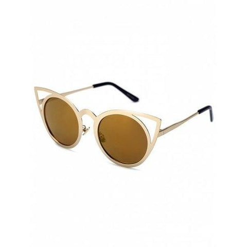 Stylish Cut Out Golden Cat Eye Sunglasses - Tyrant Gold