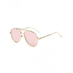 Cool Crossbar Mirrored Pilot Sunglasses - Pink