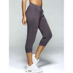 Elastic Waist Pleated Front Capri Jogger Pants - Deep Gray Xl