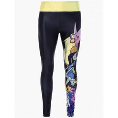 Skinny Cartoon Adventure Time Print Gym Leggings - Black One Size