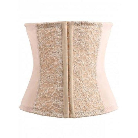 Strapless Buckled Patch Design Corset - Apricot S