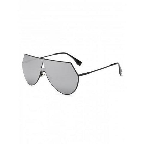Cool Hollow Triangle Shield Mirror Sunglasses - Silver
