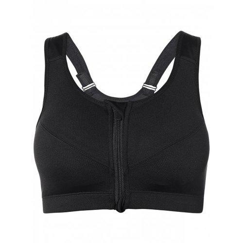 Cut Out Zipper Sports Bra - Black L