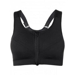 Cut Out Zipper Sports Bra - Black L