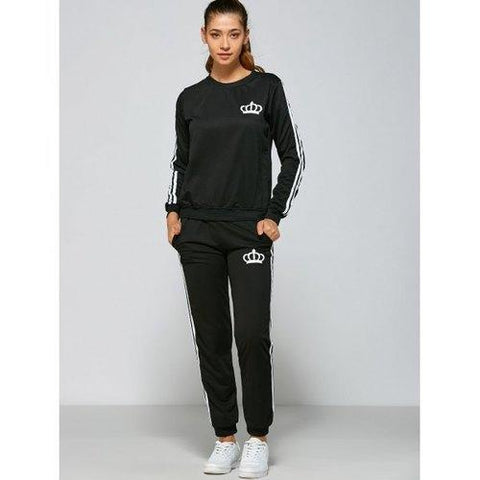 Crown and Striped Gym Outfits - Black L