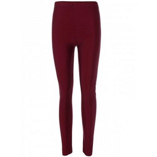 Elastic Waist Stretchy Slimming Leggings - Burgundy One Size
