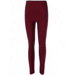 Elastic Waist Stretchy Slimming Leggings - Burgundy One Size