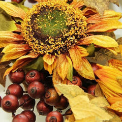 24" Autumn Harvest Sunflower Berry Wreath - Unlit