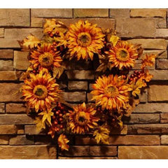 24" Autumn Harvest Sunflower Berry Wreath - Unlit