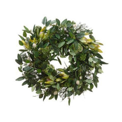 19" Protea and Sedum with Green Foliage Artificial Floral Wreath - Unlit