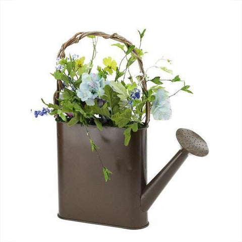 17" Lakeside Blue & White Silk Mixed Flower Artificial Spring Floral Arrangement Watering Can