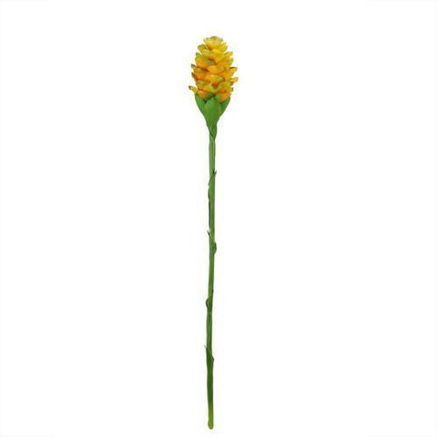28" Yellow and Green Artificial Ginger Flower Decorative Floral Crafting Stem