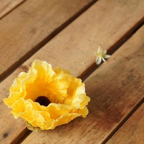 34" Yellow Artificial Poppy Flower Decorative Floral Crafting Stem