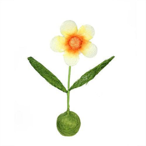 19" Green  Orange and Yellow Spring Floral Table Top Decoration