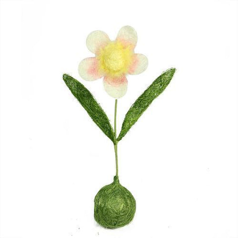19" Green  Yellow and Pink Spring Floral Table Top Decoration