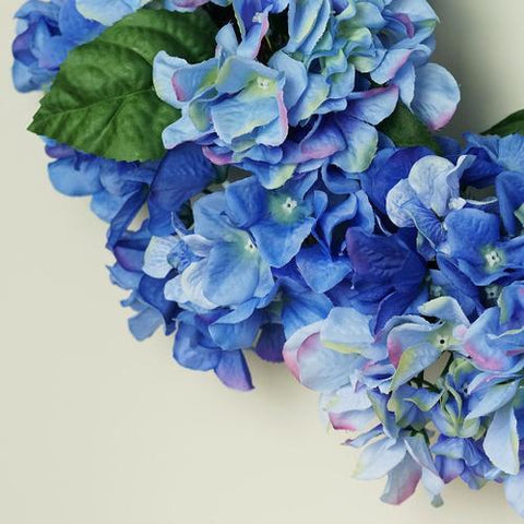 22" Decorative Blue and Green Artificial Floral Hydrangea Wreath - Unlit