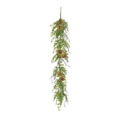 5' Green and Burgundy Red Artificial Succulent Plant and Mixed Fern Garland