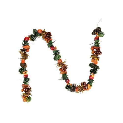 5' Autumn Harvest Pine Cones and Apples Artificial Garland Decoration