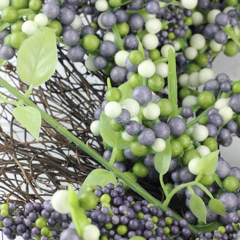 22" Decorative Plum Purple and White Artificial Berry Wreath