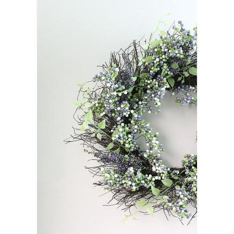 22" Decorative Plum Purple and White Artificial Berry Wreath