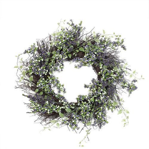 22" Decorative Plum Purple and White Artificial Berry Wreath