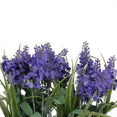 12" Artificial Lavender Arrangement in Decorative Distressed Blue Pot