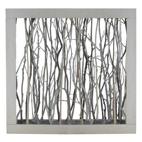 17.75" Thin Standing Birch Twigs in Rustic Wood Frame Table Top Decoration