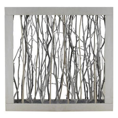 17.75" Thin Standing Birch Twigs in Rustic Wood Frame Table Top Decoration