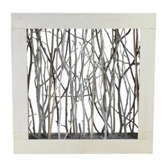 13" Thin Standing Birch Twigs in Rustic Wood Frame Table Top Decoration