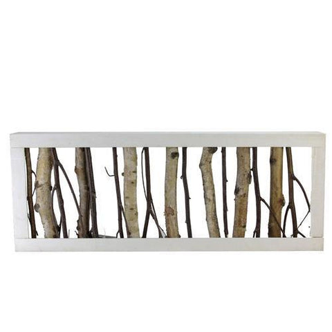 22.75" Mixed Branches in White Wood Frame Table Top Decoration