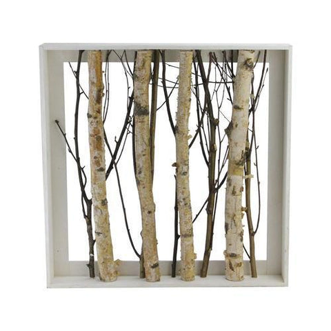17.55" Standing Mixed Branches in Rustic Wood Frame Table or Wall Decoration