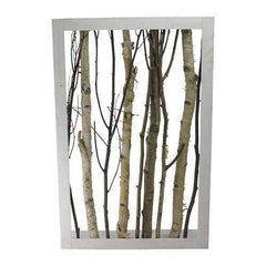 28.25" Rustic Chic Mixed Branches in a White Wooden Frame Wall Decoration