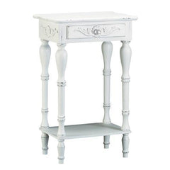 Distressed White Wood Accent Table