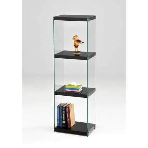 Acme Baxter Bookcase, Black & Clear Glass