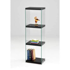 Acme Baxter Bookcase, Black & Clear Glass
