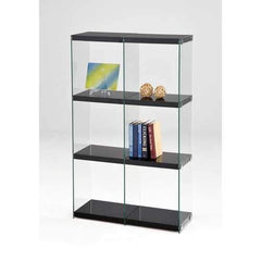 Acme Baxter Bookcase, Black & Clear Glass
