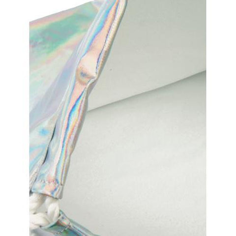 Silver Drawstring Holographic Backpack