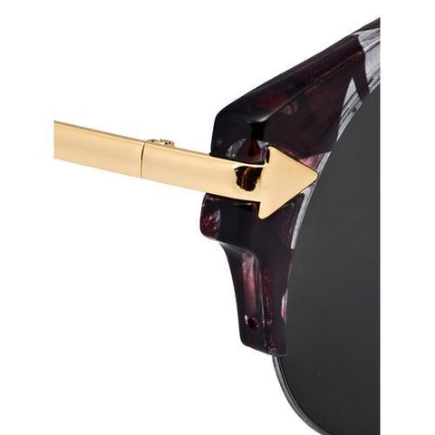 Black Half Frame Sunglasses with Metal Panel